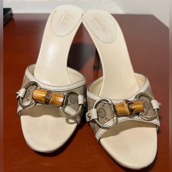 Gucci GG Canvas Bamboo Horsebit Mules 36.5 US 6.5 - Picture 3 of 11